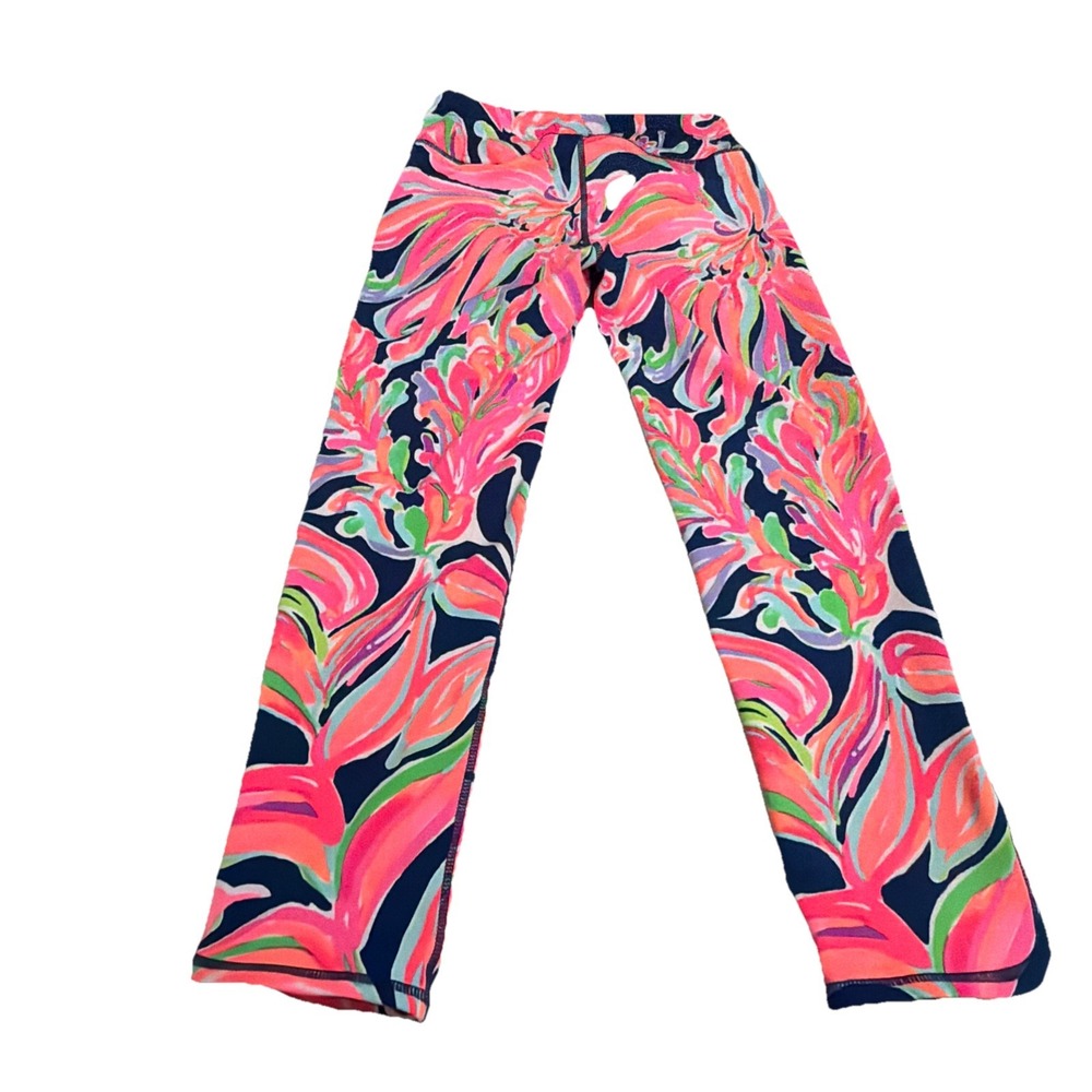 Lilly Pulitzer Size S Womens Luxletic Pink Floral Vacation Capri‎ Vaca Costal